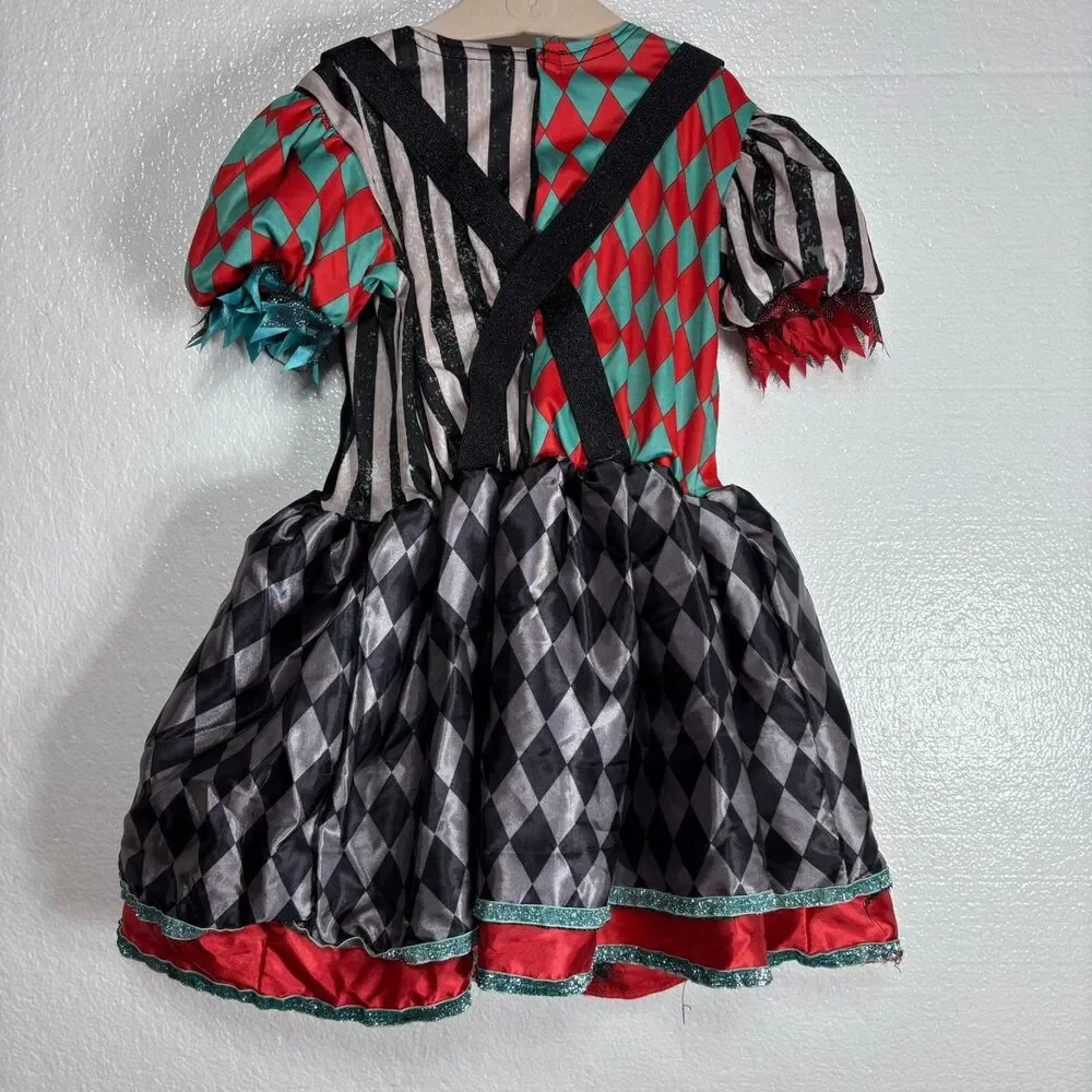 Spirit Halloween Carnival Cuties Clown Toddler Costume Dress 3T-4T Black Red